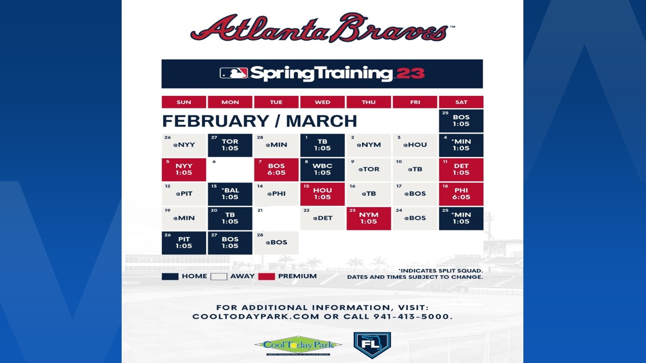 Atlanta Braves spring training schedule released, tickets available Nov. 12  - WINK News 