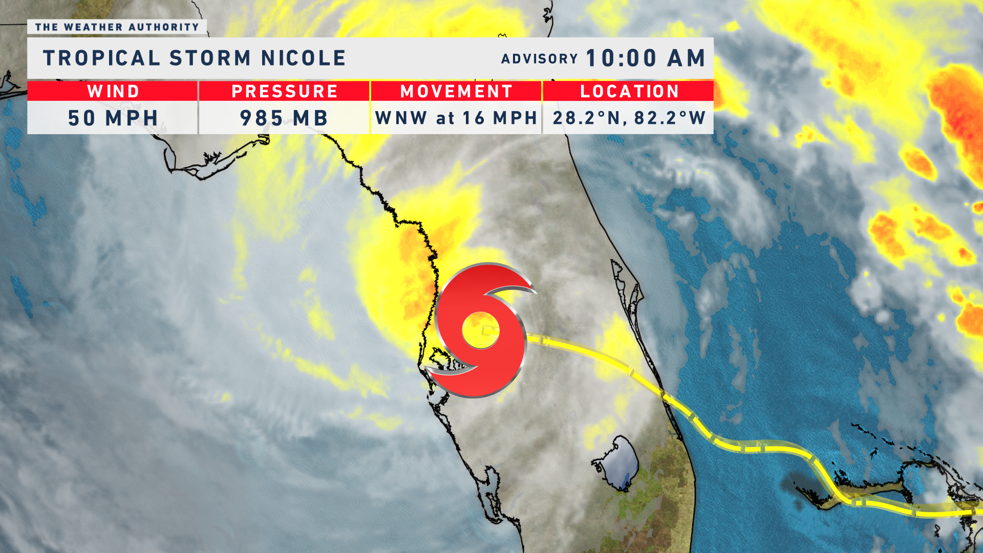 Hurricane Nicole Approaching the East Coast of Florida