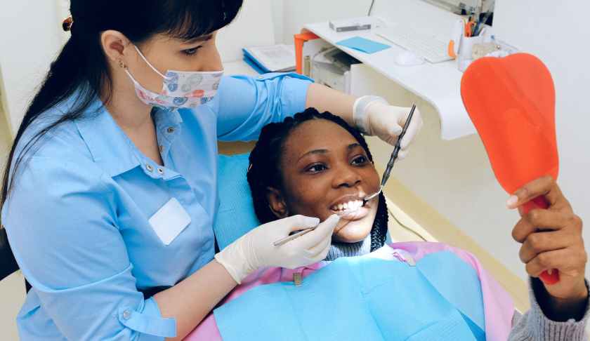 woman having dental check up