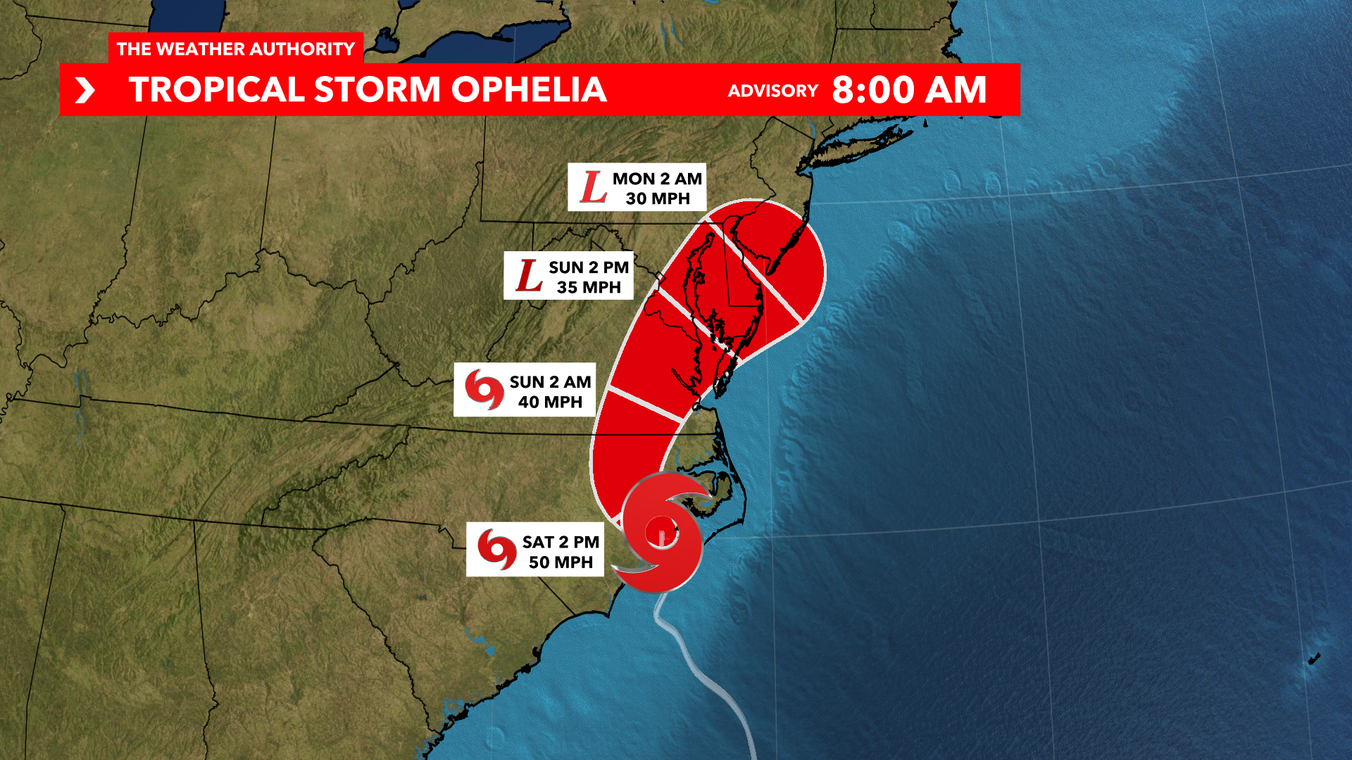 Southern East Coast hit by flooding as Ophelia weakens to tropical  depression and moves north –