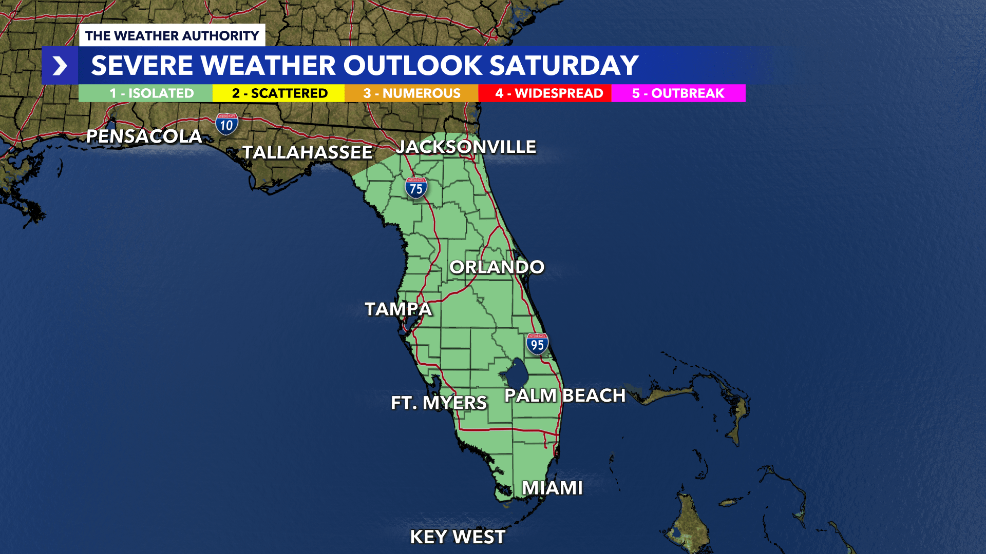 Severe weather warning issued for Florida this weekend