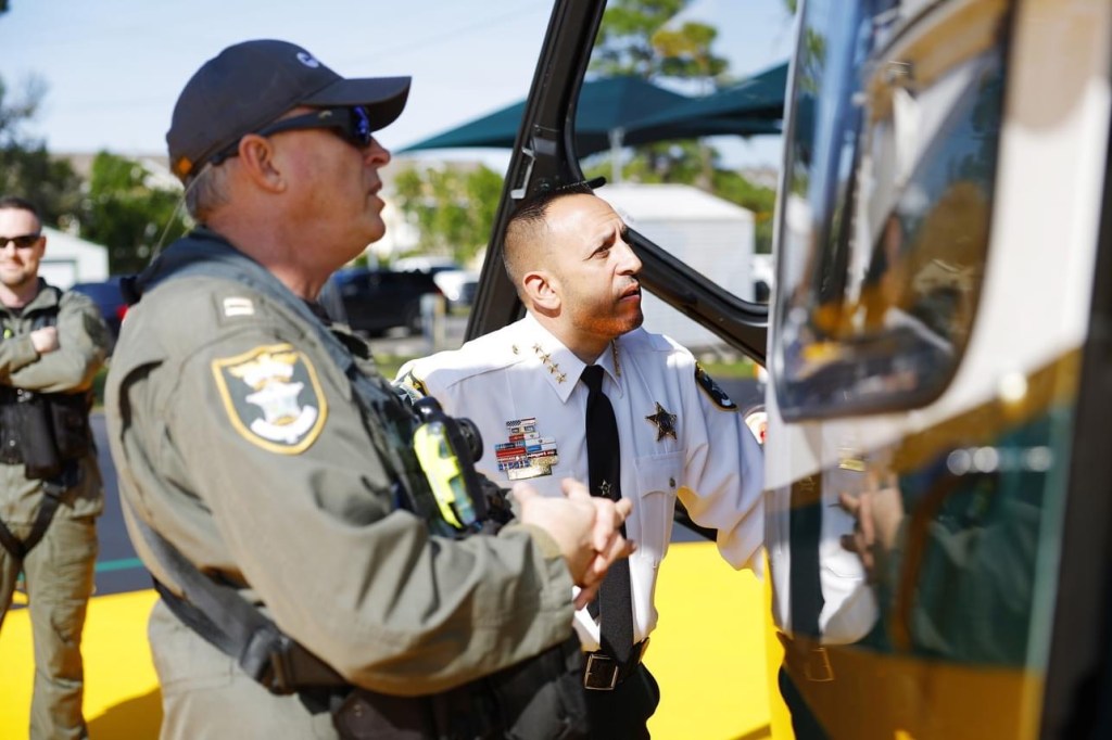 Lee County Sheriff Carmine Marceno looking at the deputies newest helicopter. (CREDIT: LCSO Facebook)