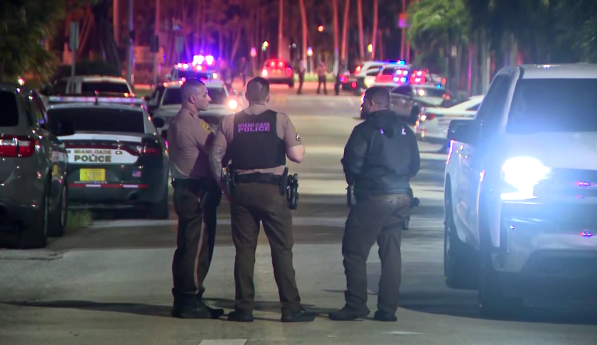 Miami-Dade police respond after officers shot. CREDIT: WINK News