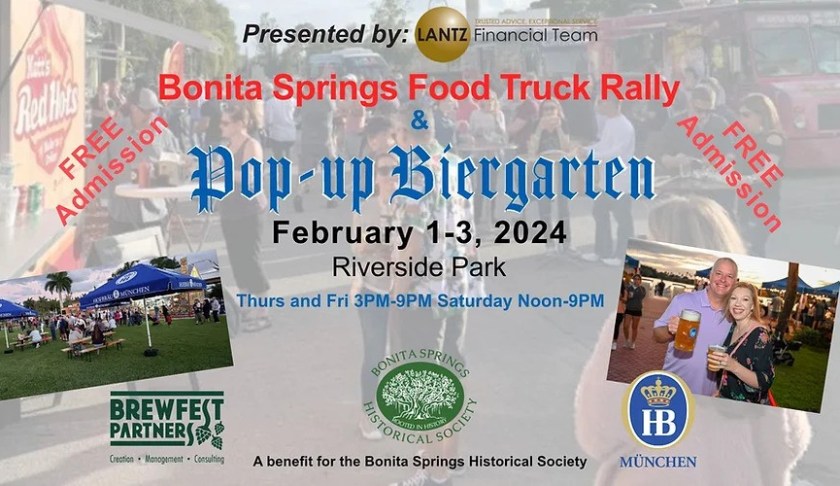 The Bonita Springs Historical Society is set to host its first annual Bonita Food Truck Rally and Pop-up Biergarten.
