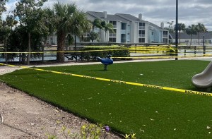 The site where a toddler drowned near a playground at The Retreat. PHOTO CREDIT: WINK News