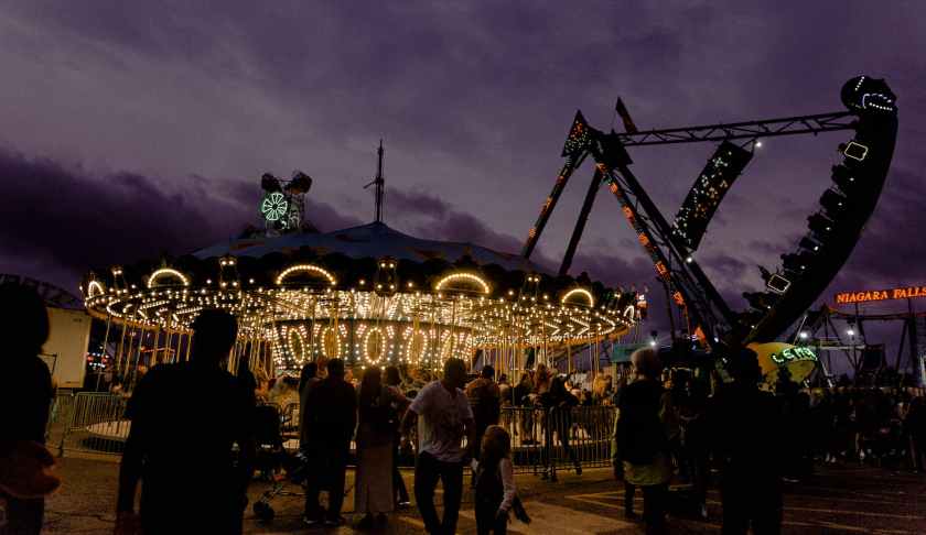 people in an amusement park