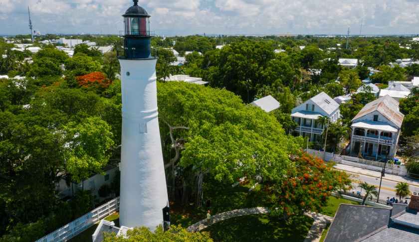 aerial shot of the key west lighthouse in florida