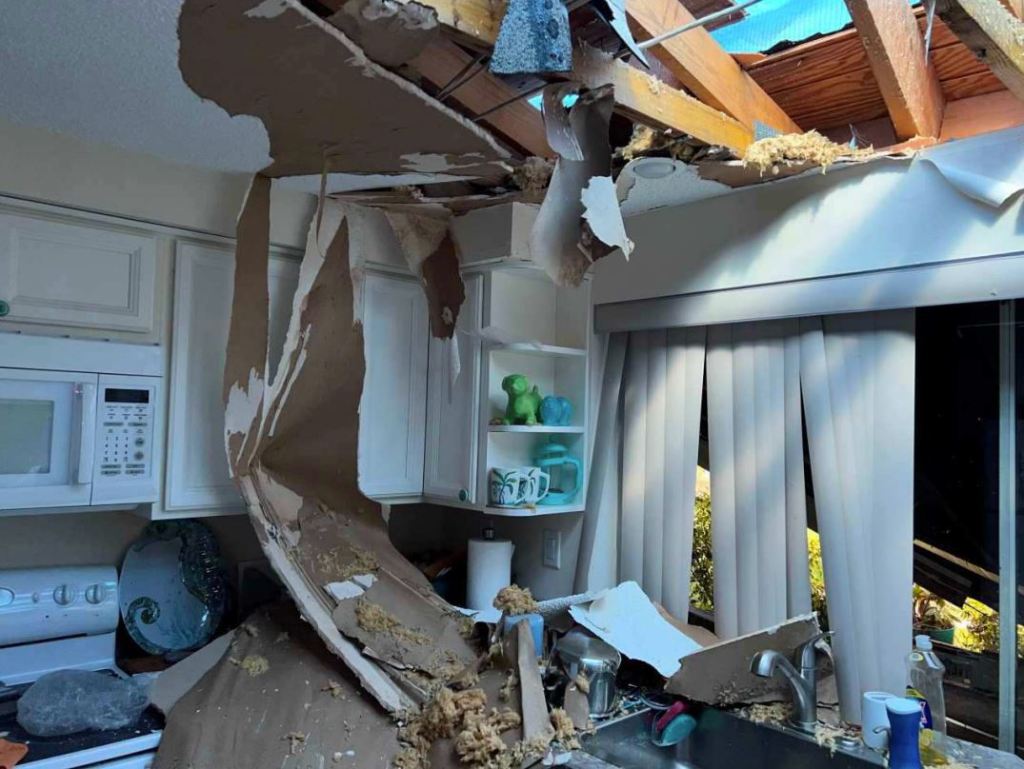 Ford's kitchen after Hurricane Ian, waiting for insurer to fix home