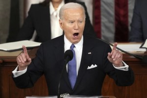 Biden at the State of the Union Address. CREDIT: AP