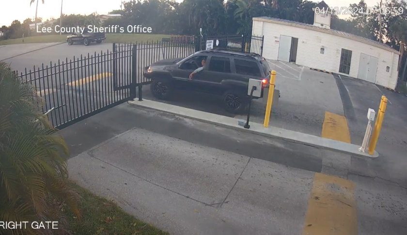 Jeep crashes into gate