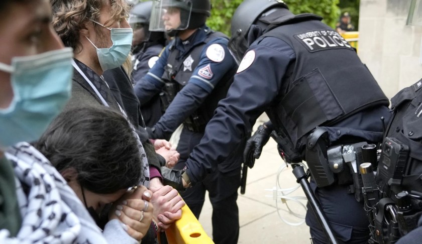 Protestors on D.C. campus. CREDIT: AP photo by Charles Rex Arbogast