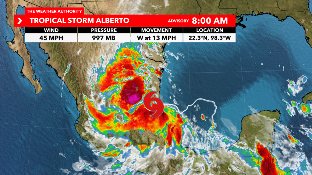 Tropical Storm Alberto to make landfall on the coast of Mexico