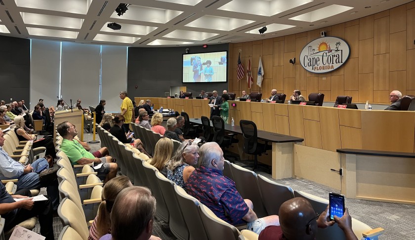 Cape Coral citizens at a meeting on the redesign of Jaycee Park. CREDIT: WINK News