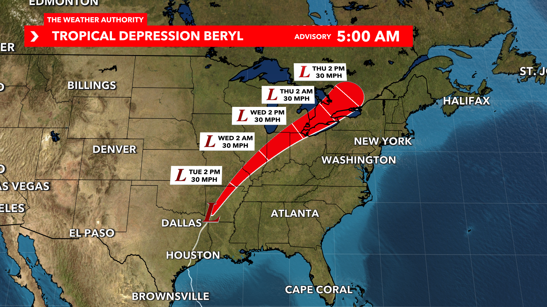 Tropical Depression Beryl moves through Arkansas, bringing heavy rainfall