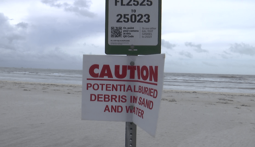 The cleanup from Debby continues, at least it does in the Sanibel Lighthouse beach parking lot.