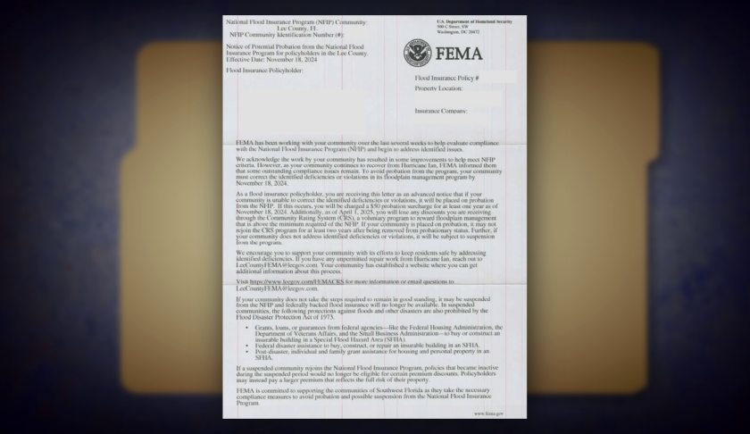 FEMA sending concerning letters to Lee County residents