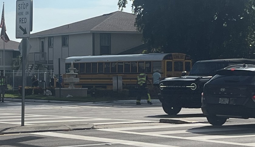 School Bus hit in Lee County. CREDIT: WINK News