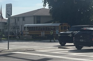 School Bus hit in Lee County. CREDIT: WINK News