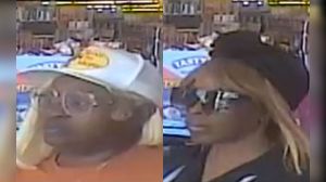 The two suspects wanted for conducting fraudulent transactions.