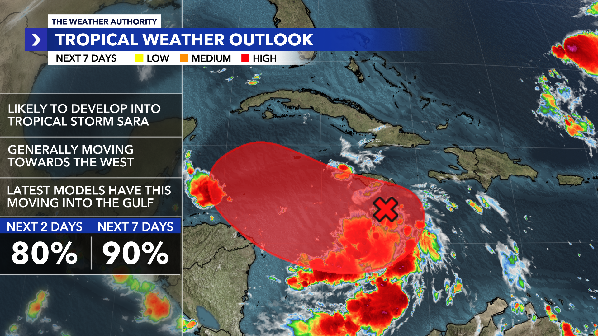 Tracking Invest 99-L, 90% chance of development in the Caribbean