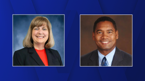 Lee County Superintendent of Schools candidate Denise Carlin (left) and Victor Arias. CREDIT: WINK News