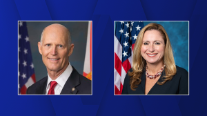 Rick Scott (left) and Debbie Mucarsel-Powell. CREDIT: WINK News