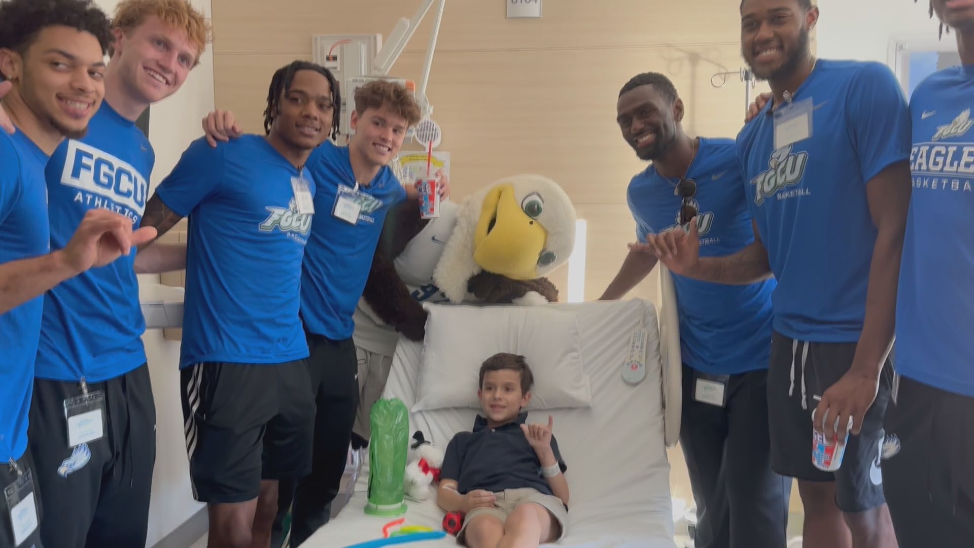 FGCU Men’s Basketball Team Spreads Joy by Visiting Pediatric Cancer Warriors