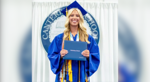 Elle Eisele, the Canterbury School graduation photo.